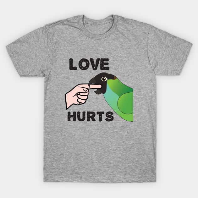 Love Hurts - Nanday Conure Parrot T-Shirt by Einstein Parrot